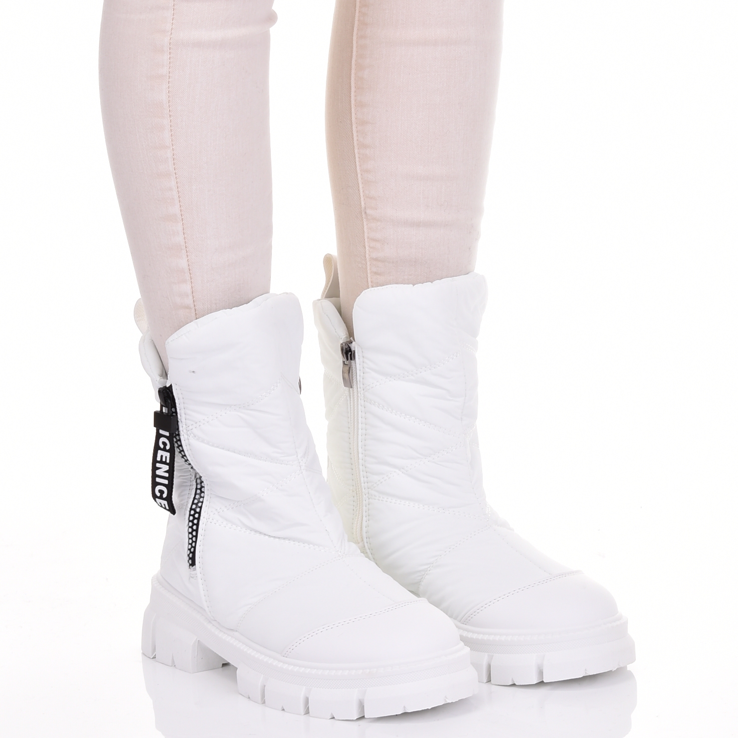 MODNE ŚNIEGOWCE DAMSKIE BUTY ZIMOWE NA PLATFORMIE OCIEPLONE Zapięcie wsuwane