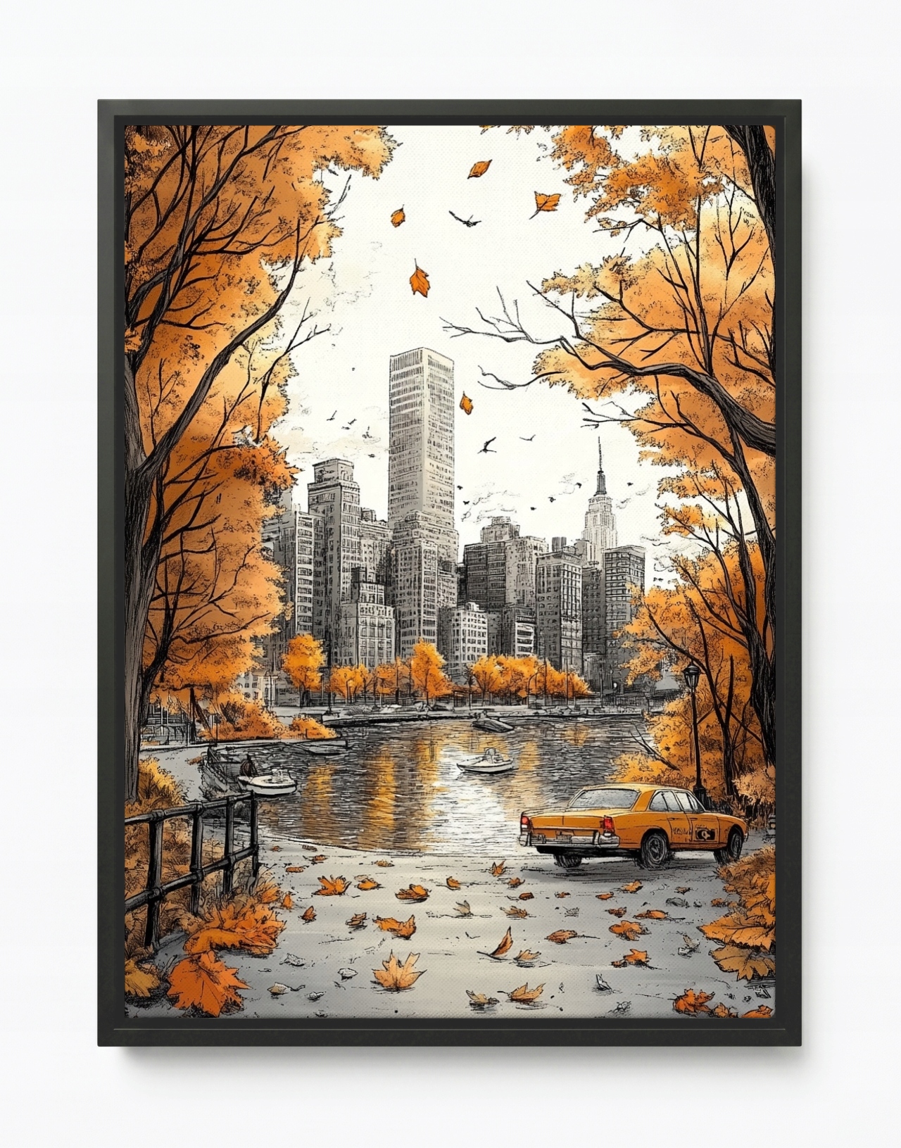 Obraz Rama American Box New York Manhattan Central Park Taxi Podzim 60x80