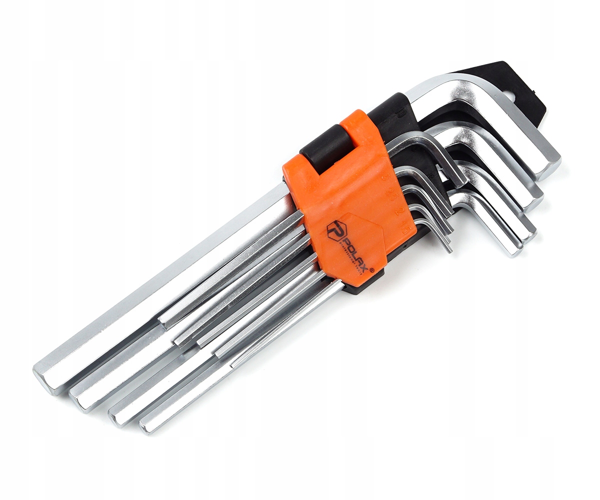 Zestaw kluczy imbusowych wydłużony 9szt. 1.5-10 mm CrV Polax