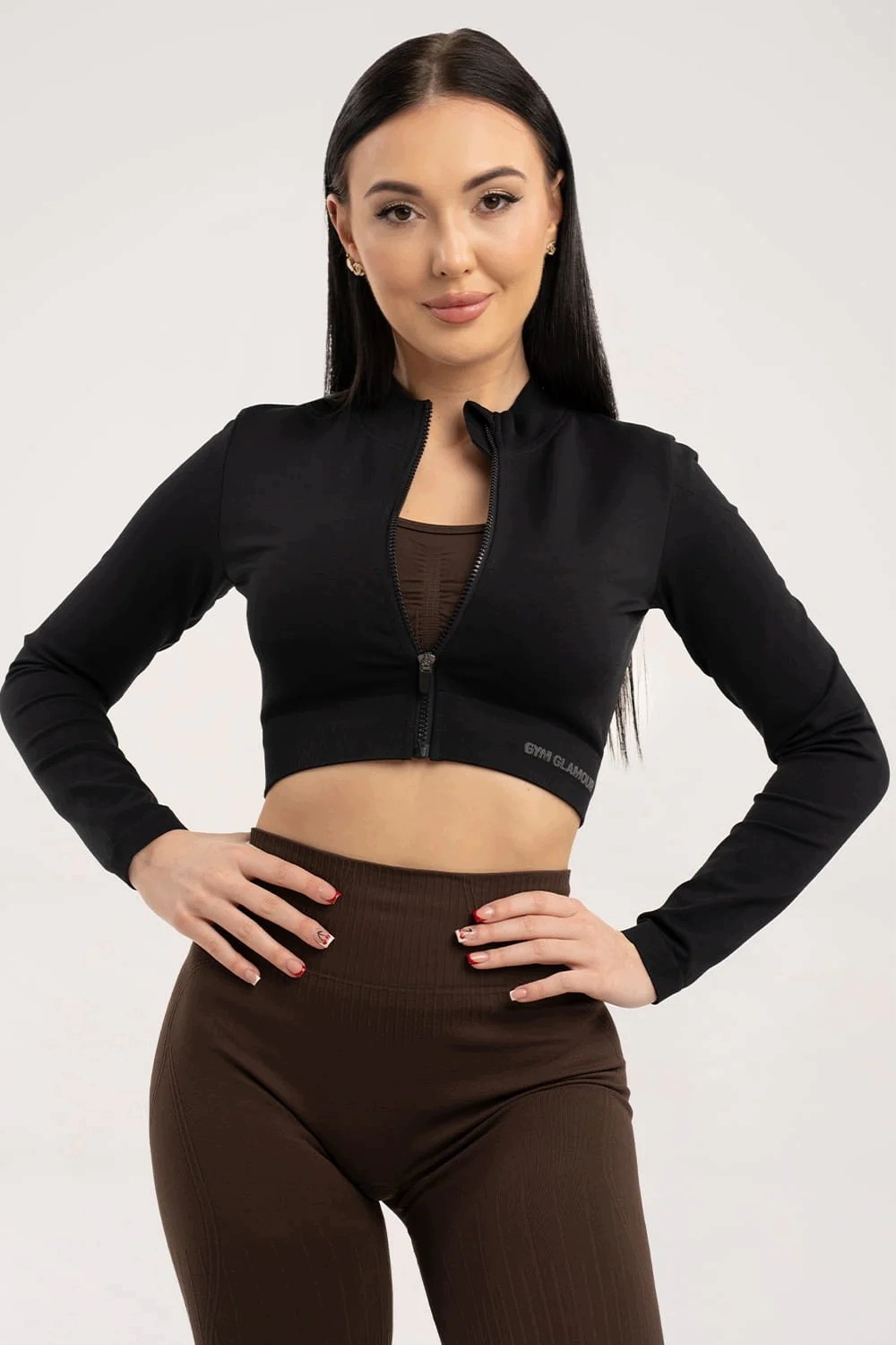 Gym Glamour Bezešvá rozepínací mikina black vel. L