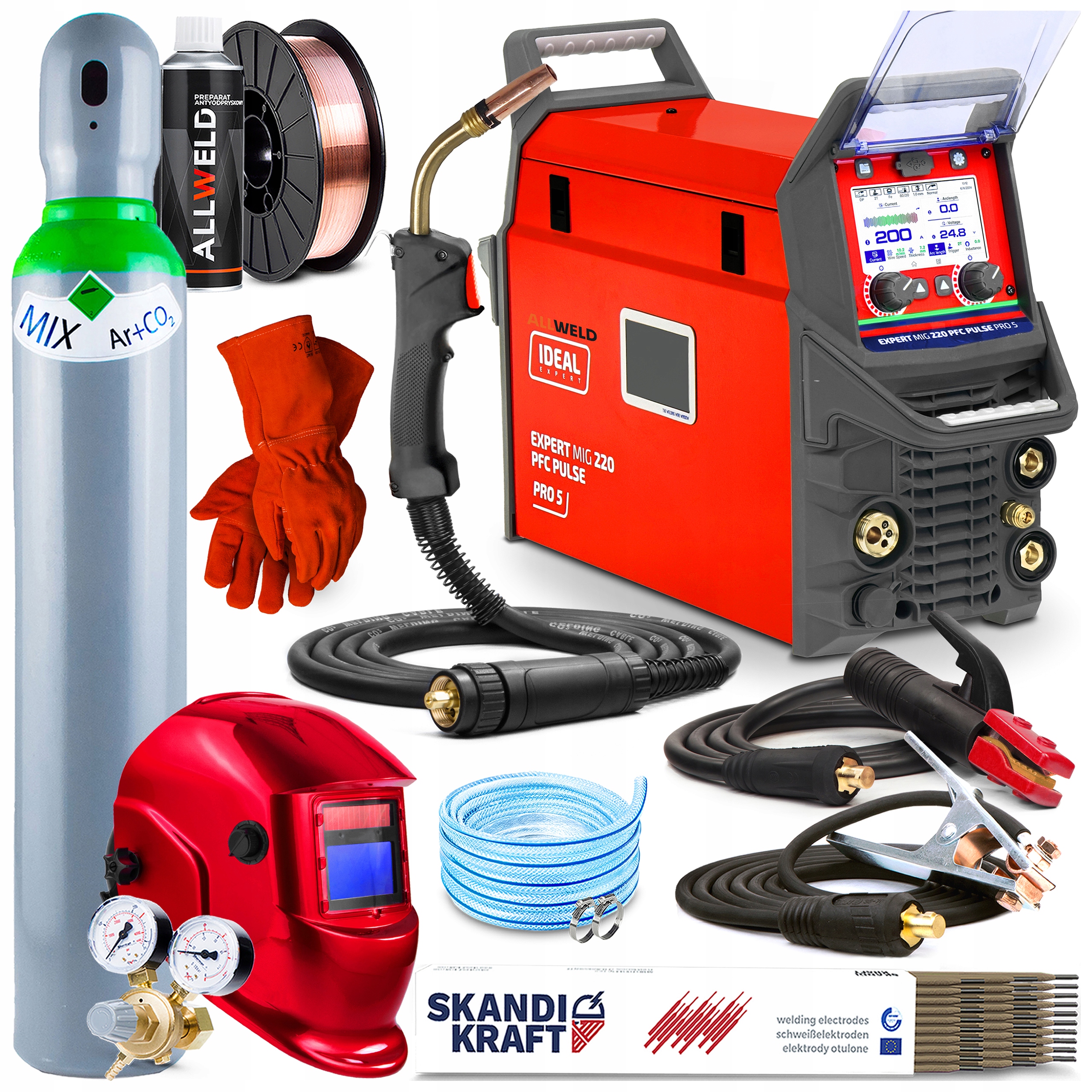 Svářečka Ideal Expert Mig 220 Pfc Pulse PRO5 LCD Mma Tig 200A Hliník 4R