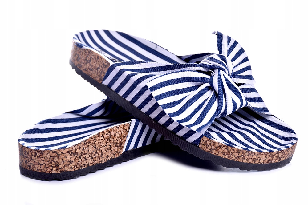

Klapki Damskie Wygodne Kokarda Letnie w paski r.38