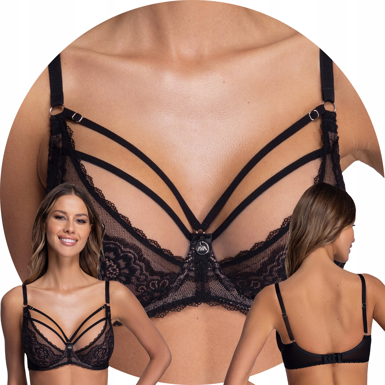 Ava 1824 Venus černá krajka Podprsenka černá 70D Soft