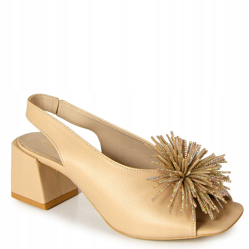 CheBello 4385 Béžové Kožené Sandály S Páskem 39