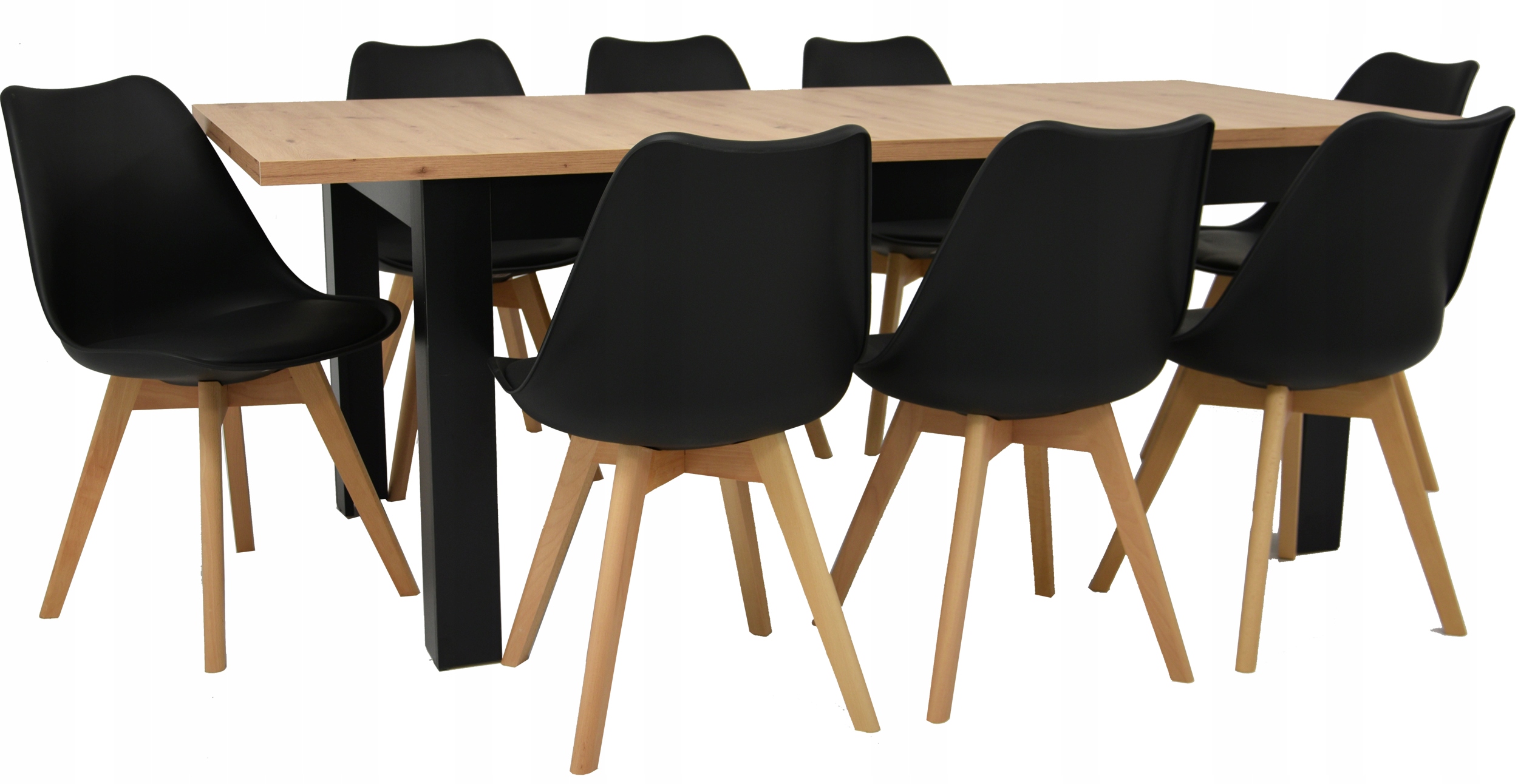 Stół ROZKŁADANY ARTISAN 2m 8 krzeseł SKANDYNAWSKIE