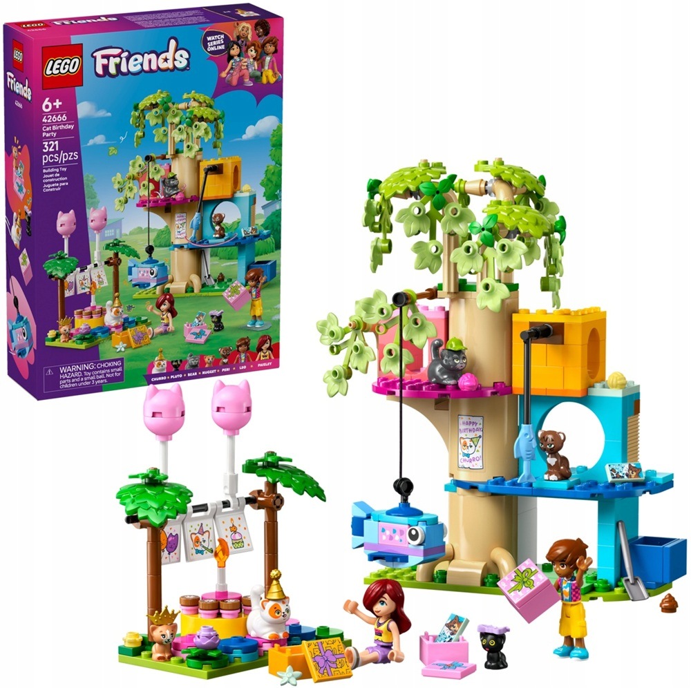 stavebnice Lego Friends Kočičí narozeninová oslava a domeček na stromě 42666