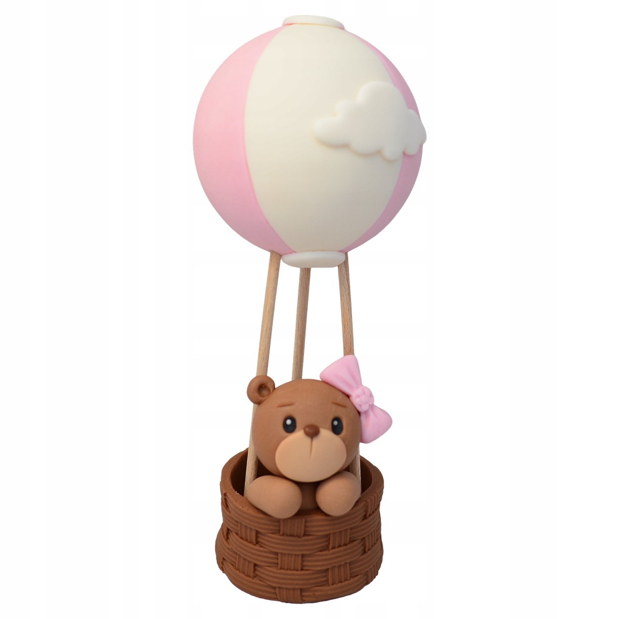 Miś w balonie figurka cukrowa na tort chrzest urodziny