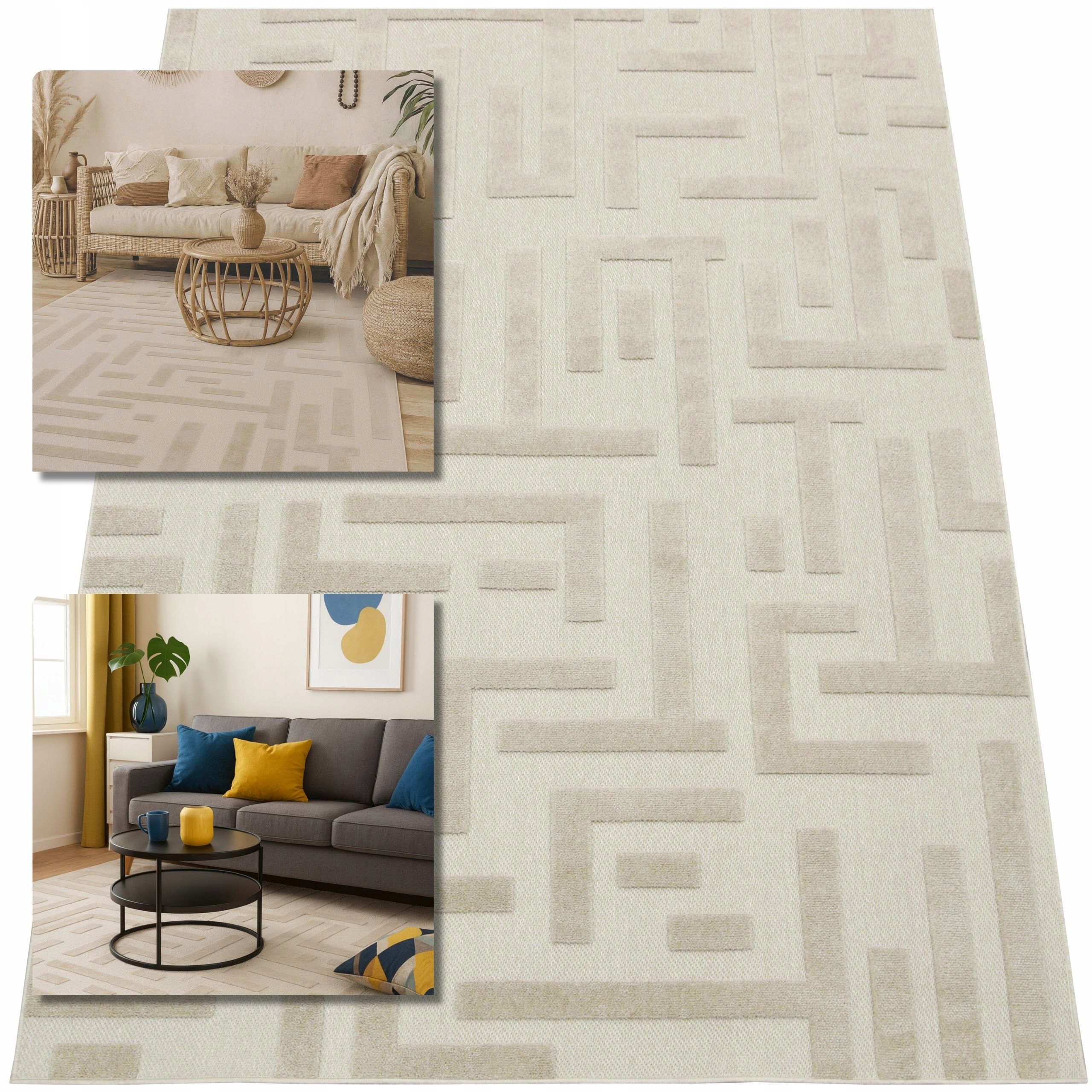 Koberec 140x200 Meduza Moderní Béžový Koberec Do Obývacího Pokoje Koberec Glamour