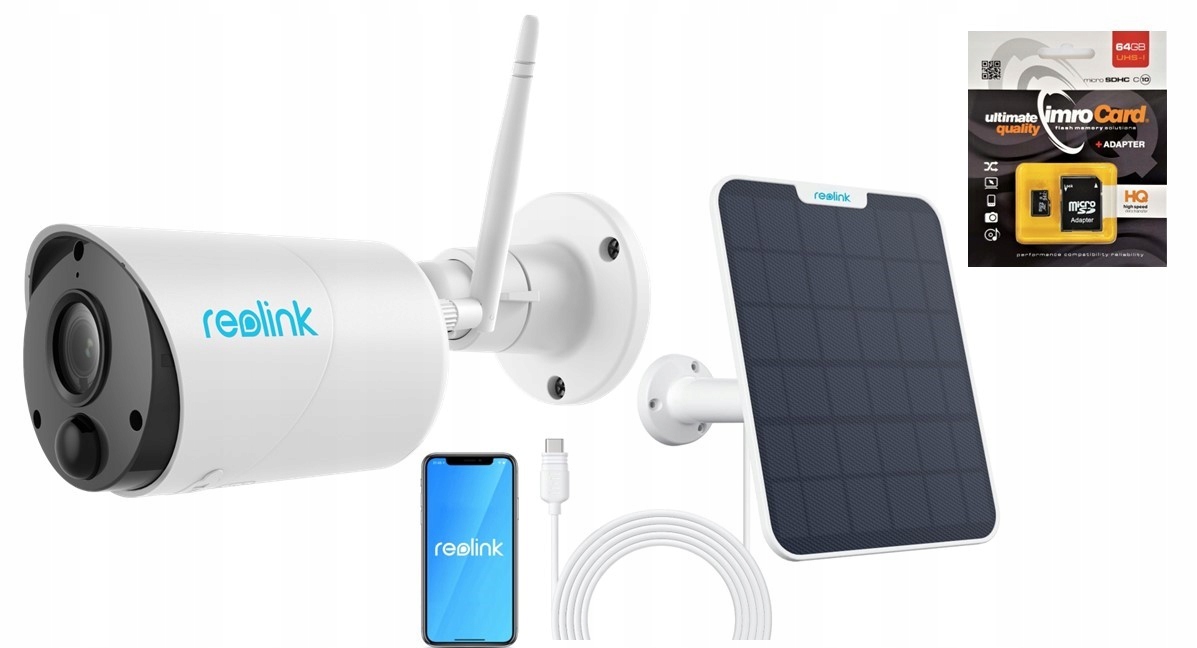 Kamera Reolink Argus B320 3MP batéria 2K Solárny Panel Karta 64