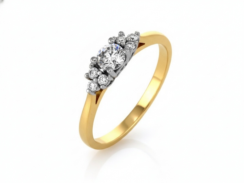 Ženský prstýnek ve zlaté barvě 585 s lesklým krystalem, elegantní design