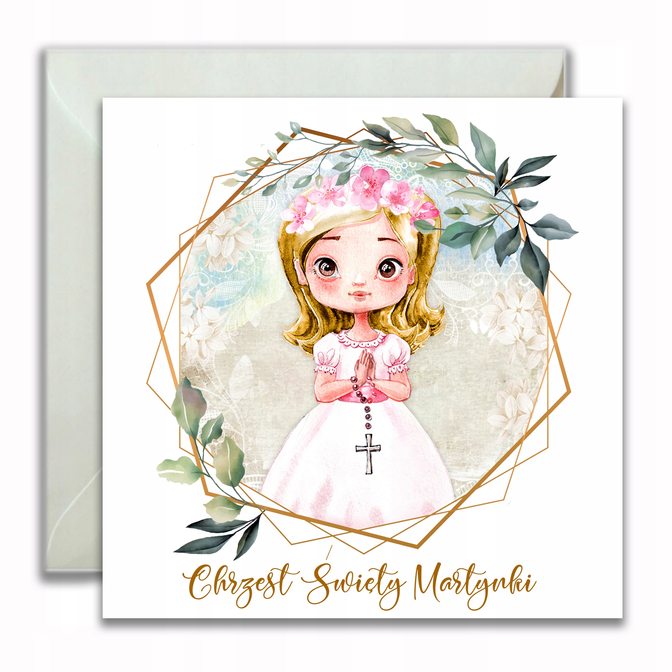 ZAPROSZENIA NA CHRZEST 10szt IMIĘ KOPERTA 028