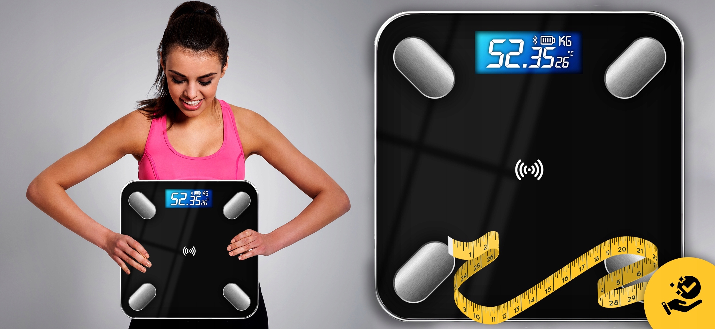 WAGA ŁAZIENKOWA ANALITYCZNA SLIM 180KG SMART+ 31w1 ANDROID iOS PRECYZYJNA Materiał platformy szkło