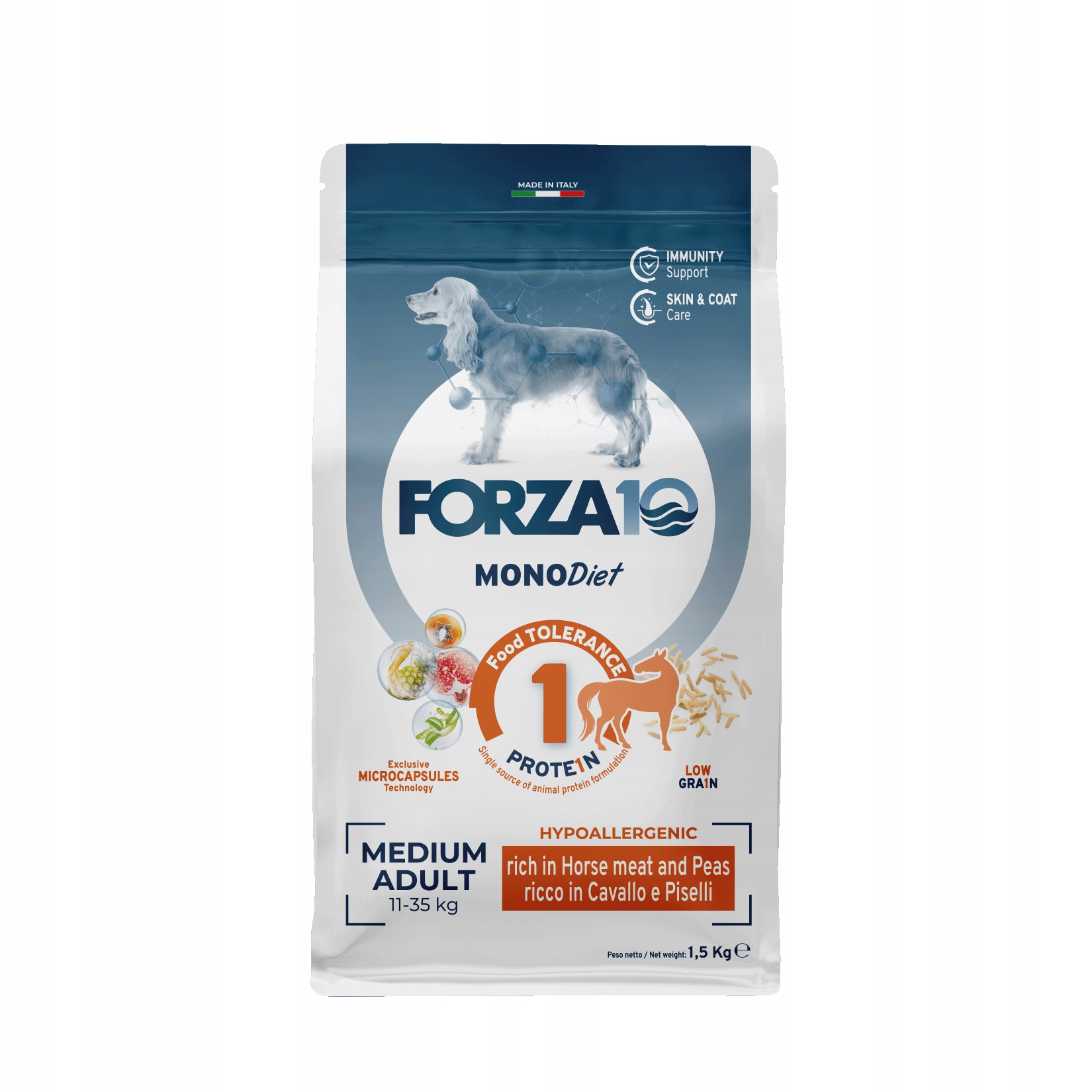 Forza10 Medium MonoDiet bohatý na koně s hrachem, hypoalergenní pes 1,5 kg