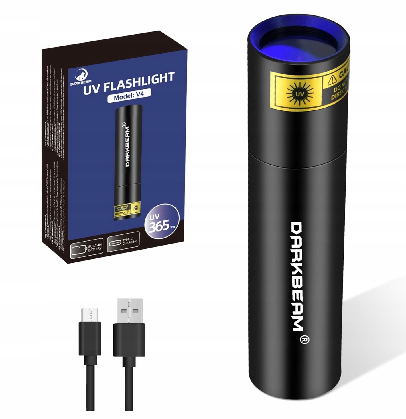 Darkbeam Latarka Uv Led 395nm – Usb-c, akumulatorowa duża moc