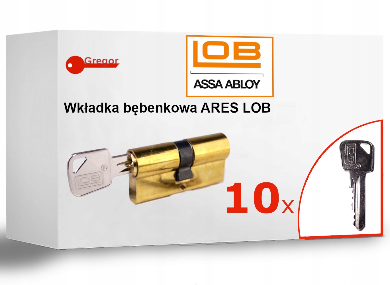 

Wkładka zamek 30/30 mosiądz 10 kluczy Ares Lob