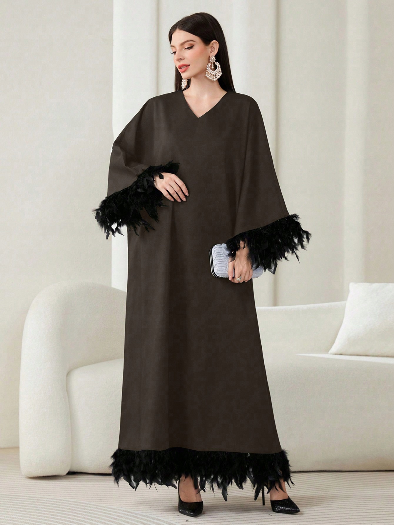 Shein Maxi Šaty S Tunikou Abaya Šaty S 36