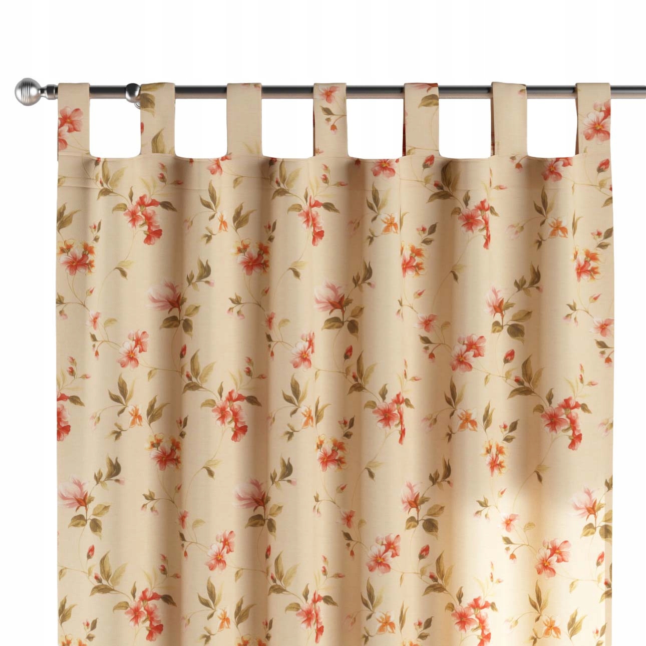 Záves na traky 1 ks 130 x 245 cm kvety na krémovom pozadí