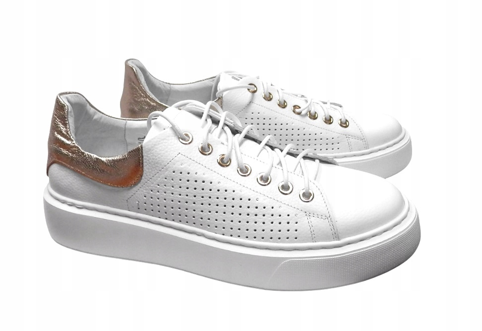 Tenisky Přírodní Kůže Platforma Pohodlné Bílé vel. 36