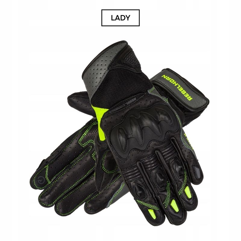 Dámske Motocyklové Rukavice Rebelhorn Flux 2 Black Fluo Yellow (wl)