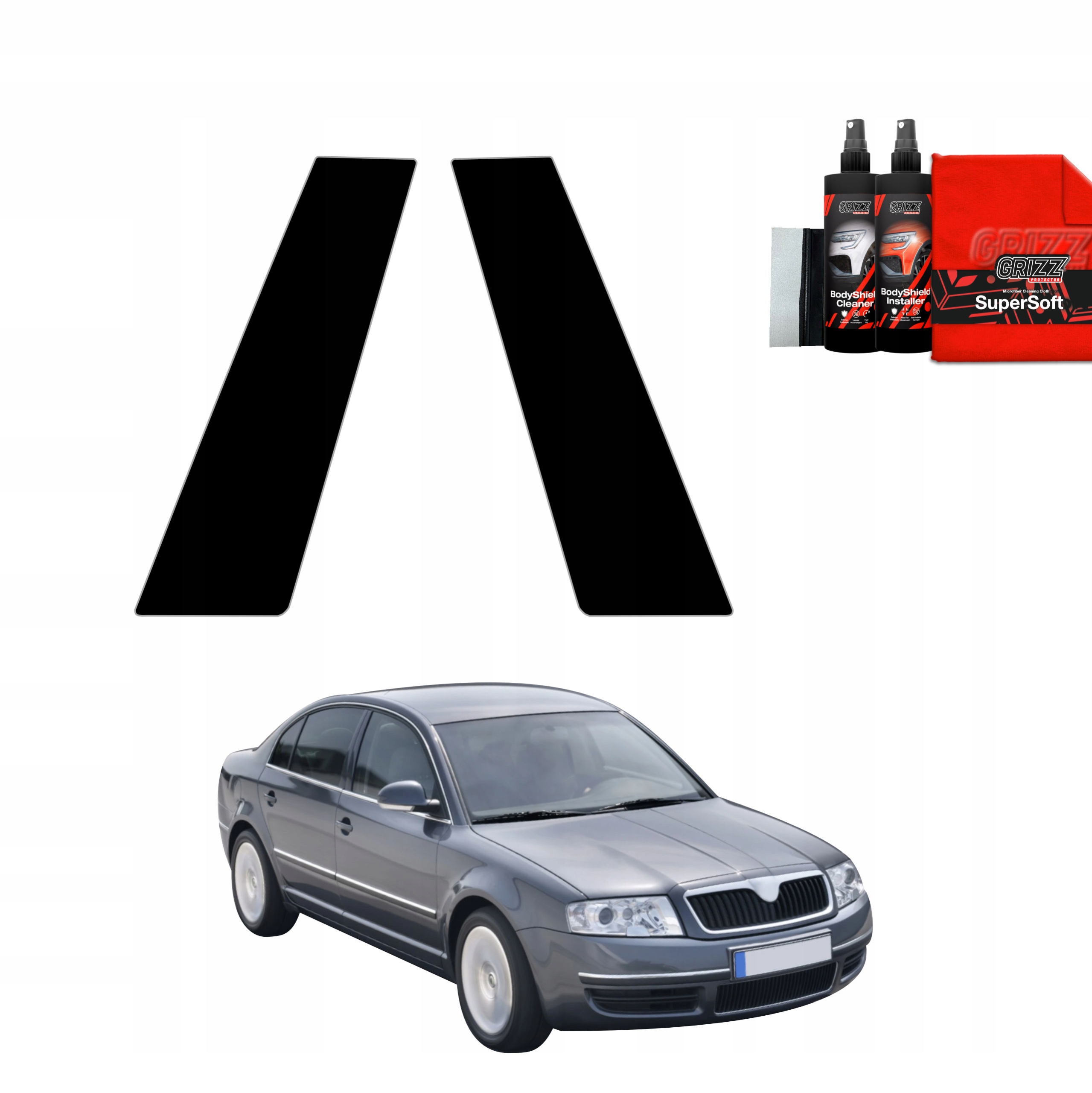2v1 Černá fólie na sloupky pro Škoda Superb (2001-2008)