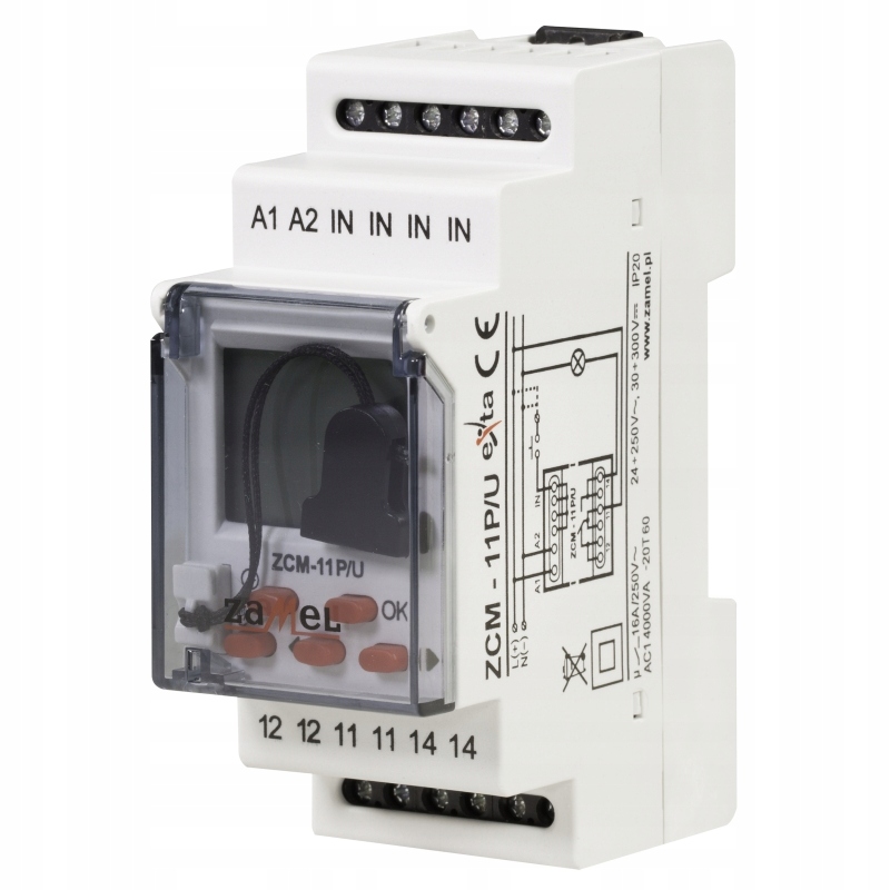 PROGRAMATOR CZASOWY 1-KAN. TYGODN. PAMIĘĆ ZEWN. 24-250V AC / 30-300V DC ZCM Marka Zamel