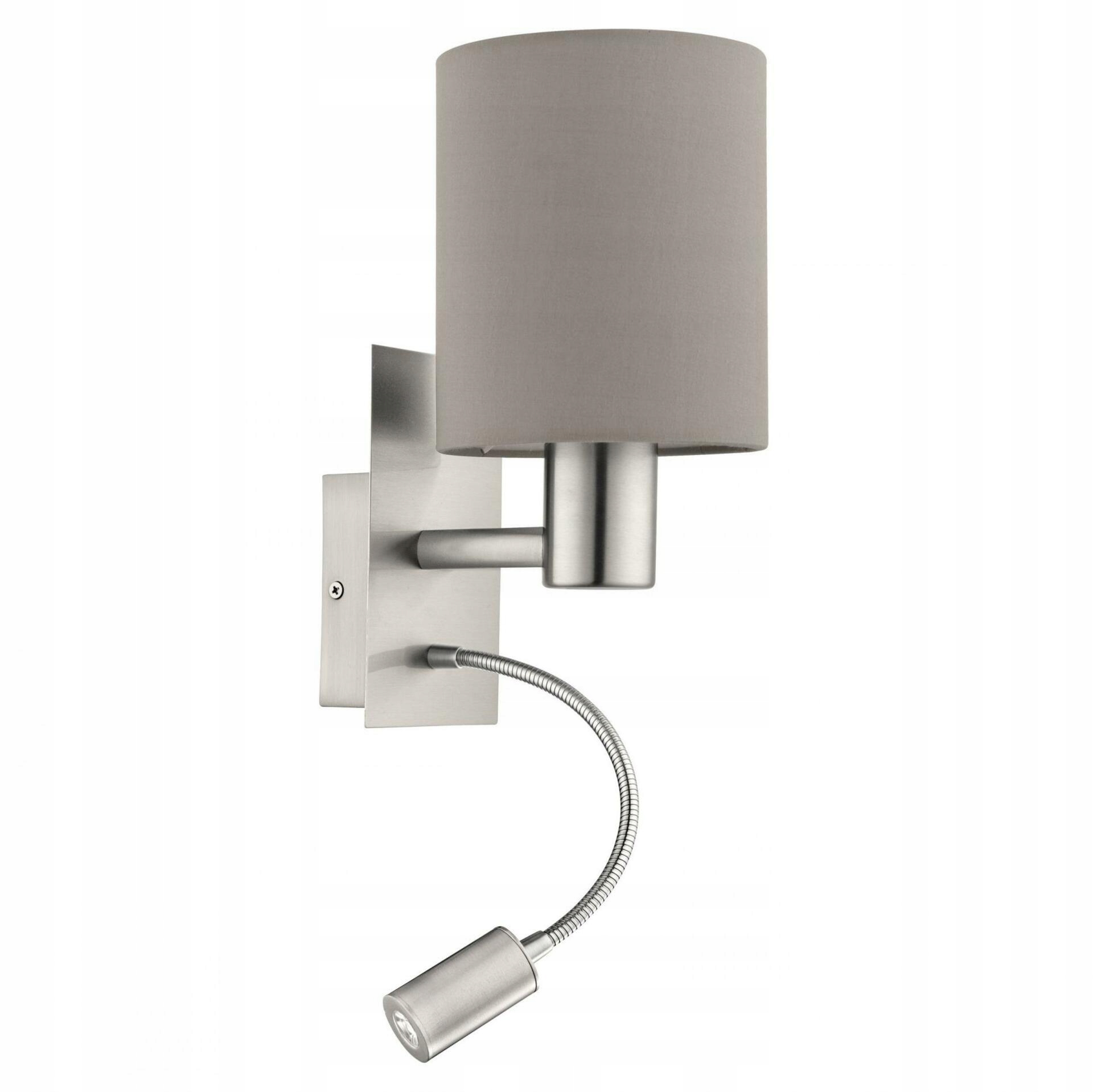 Nástenné svietidlo Eglo Pasteri E27 matný nikel čítacia lampa