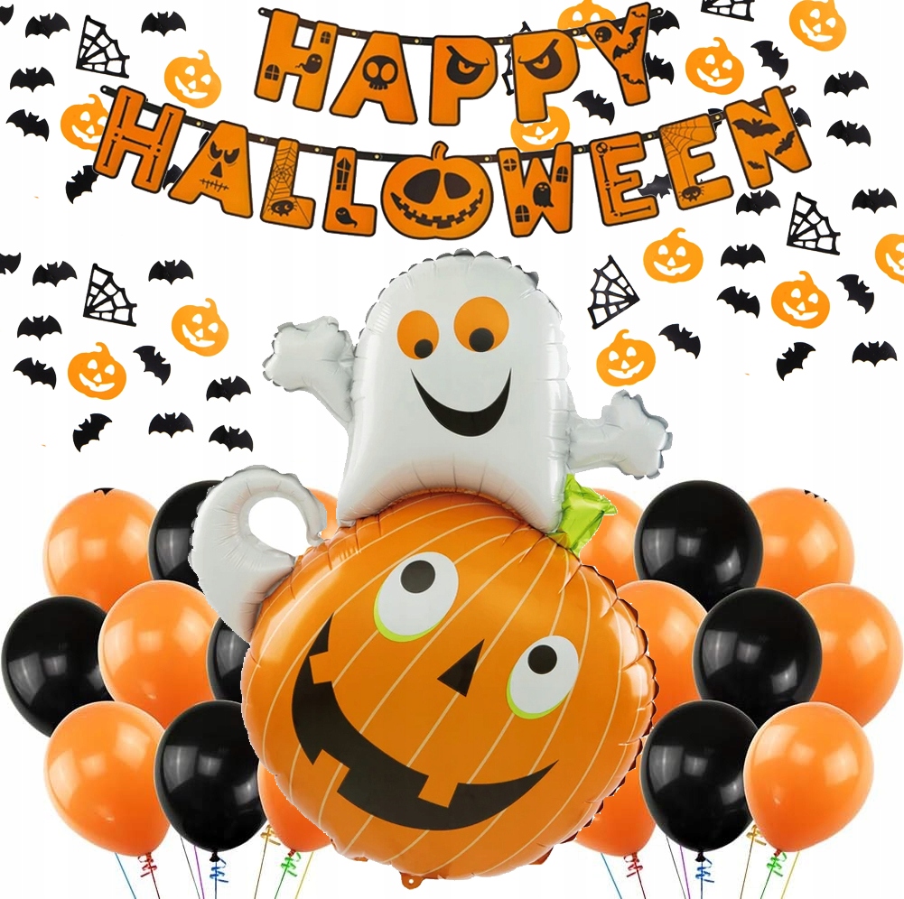 Zestaw Balony na Halloween Dynia Baner Duch do dekoracji XL