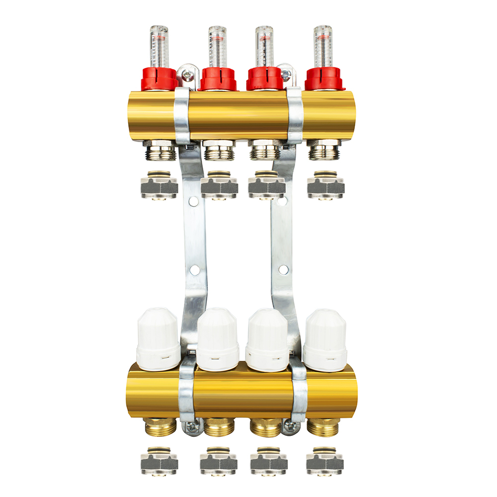 Rozdzielacz 4 instalacji cieplnych adaptery PEX Liczba obwodów 4