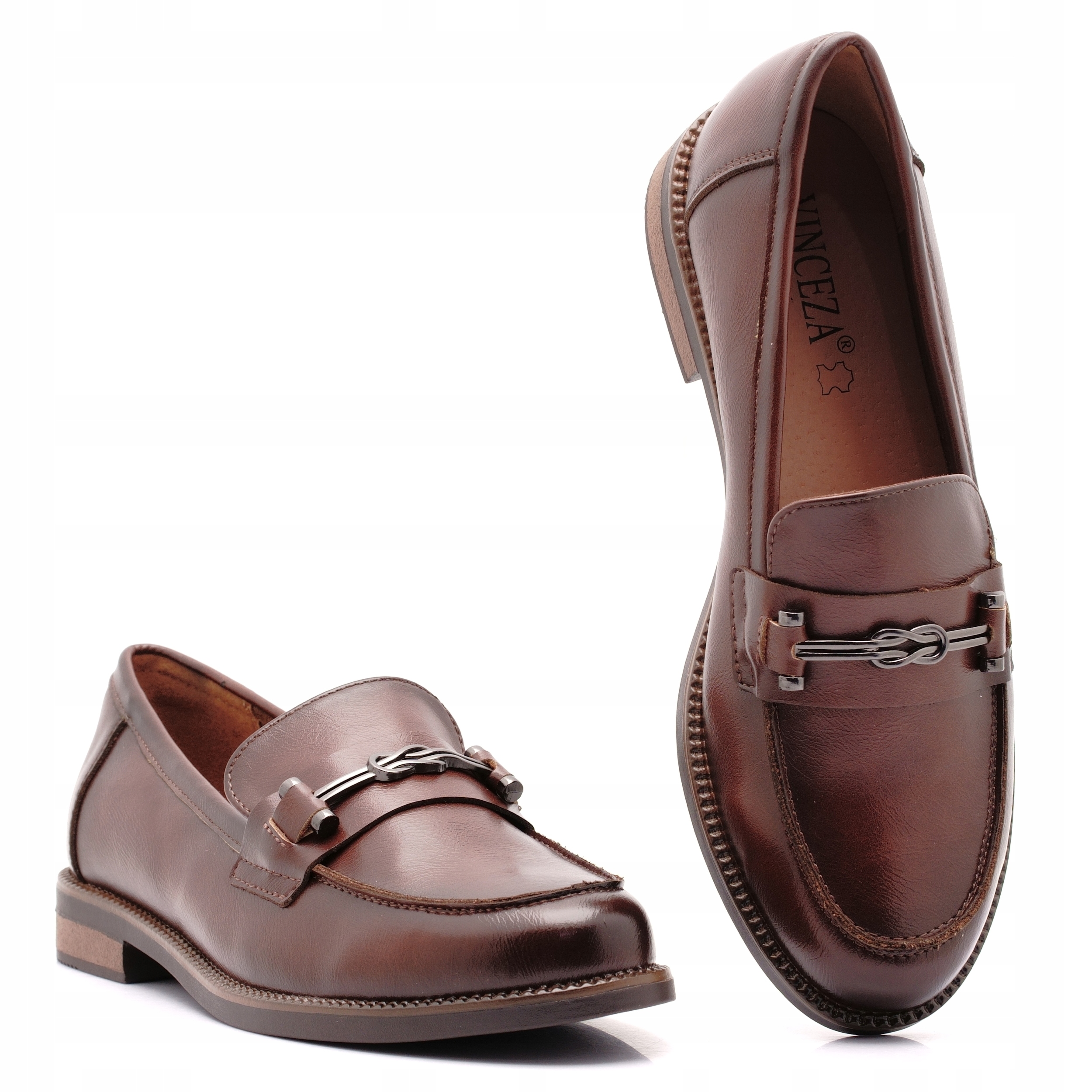 Vinceza Skóra Mokasyny Lordsy Buty Damskie Skórzane Półbuty 18132 39