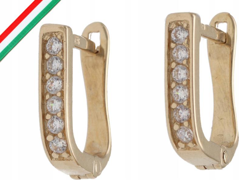 Zlaté náušnice 585 Čárky se zirkony 1,21g elegantní pro ni 14k