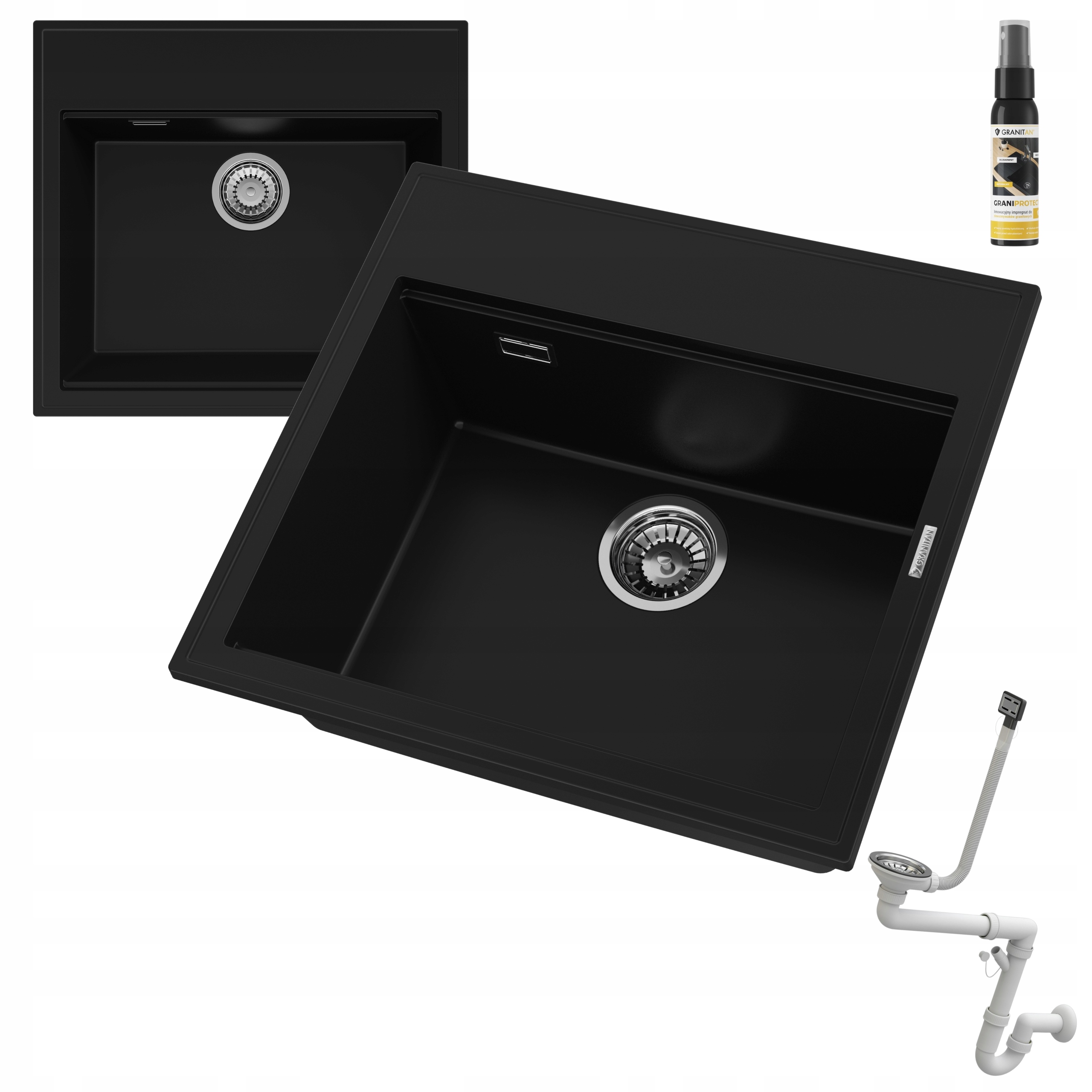 Granitový drez 5 farieb, jednokomorový, Verno, umývadlo do kuchyne Syfon