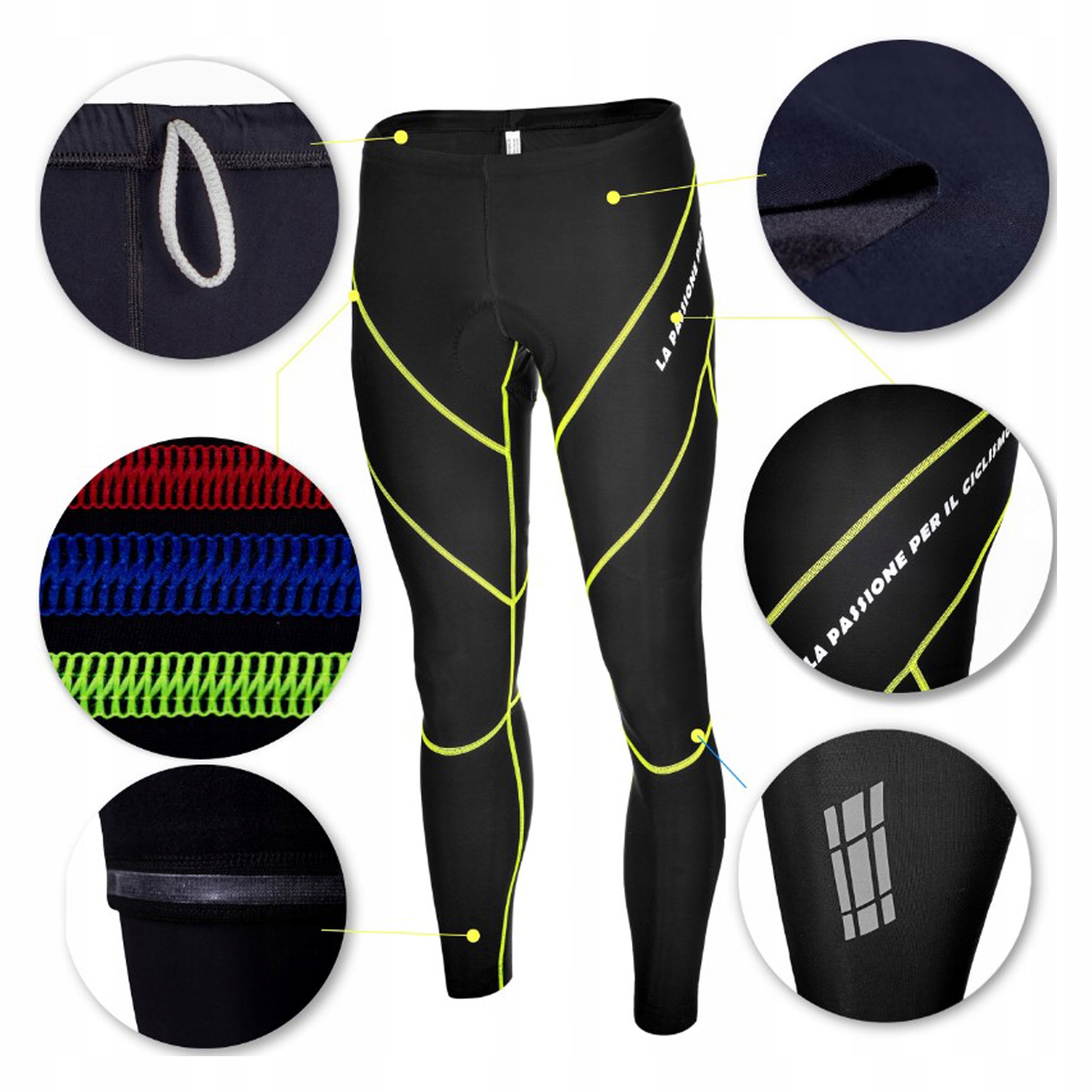 Spodnie rowerowe ocieplane z WKŁADKĄ żelową 4D XL Rozmiar XL