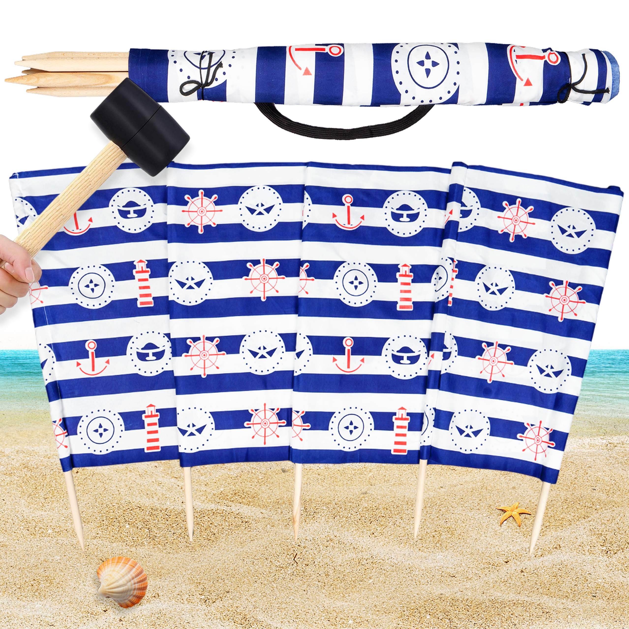 Parawan Plażowy Duży Na Plażę Zasłona Plażowa Polski Producent 10M Młotek