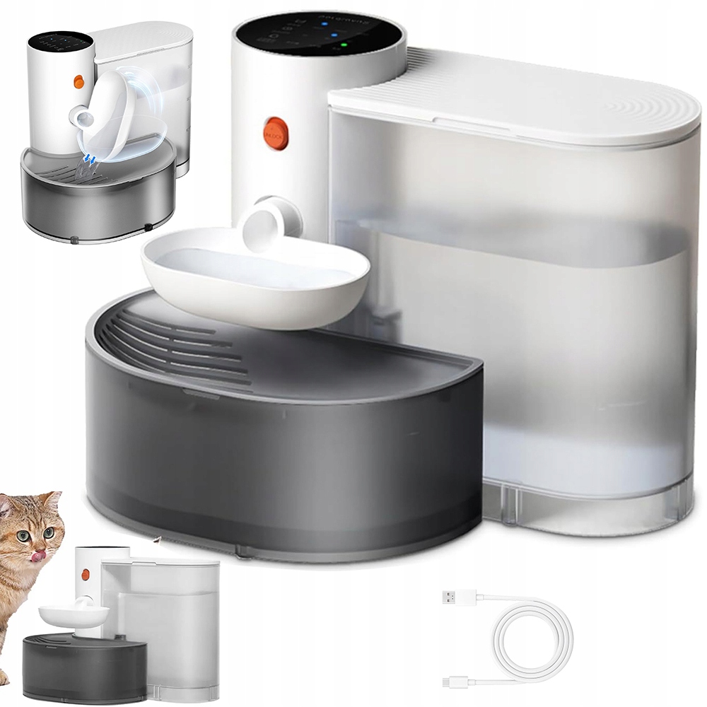 Levně Napáječka Fontána Pro Kočky Psa Miska Snadné Čištění Bez Kabelu 3L Tichá