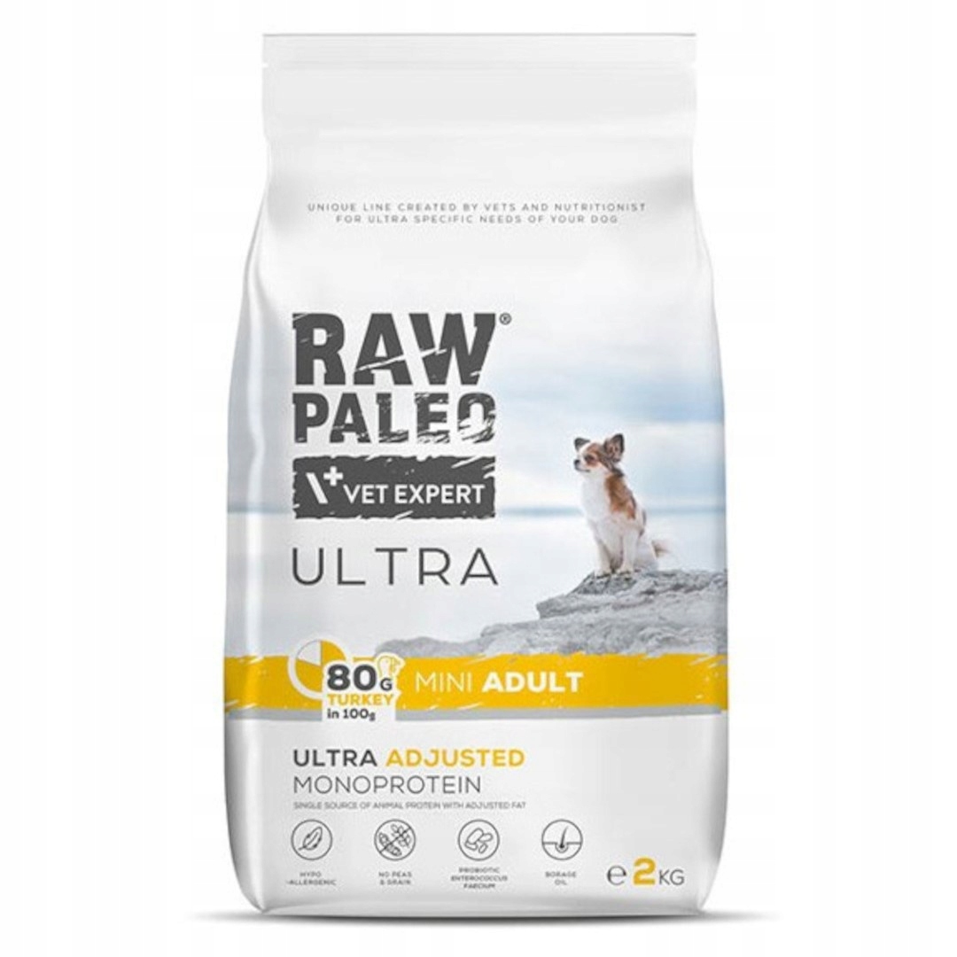 Raw Paleo Ultra Mini Adult 2kg Sucha Karma Z Indykiem Dla Psów Małych Ras