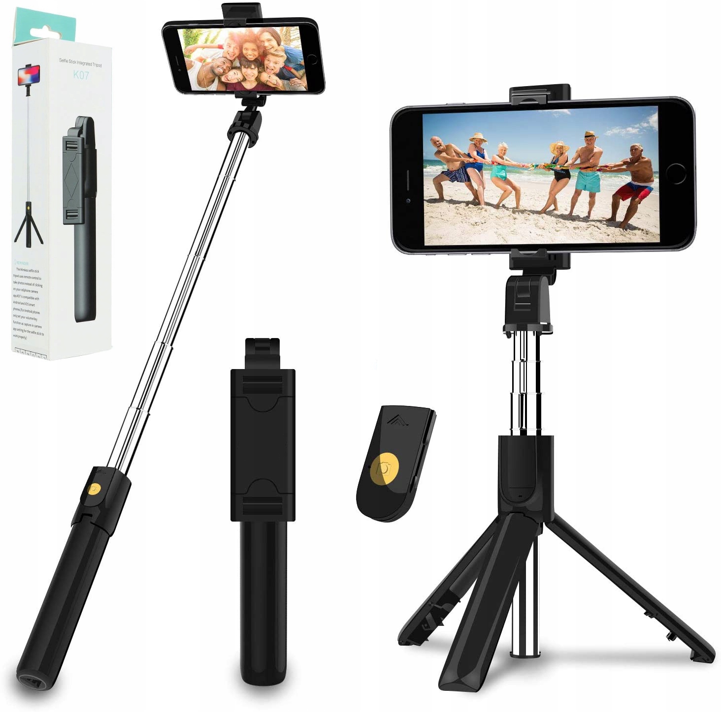KIJEK UCHWYT DO TELEFONU DO SELFIE TRIPOD STATYW PILOT BLUETOOTH