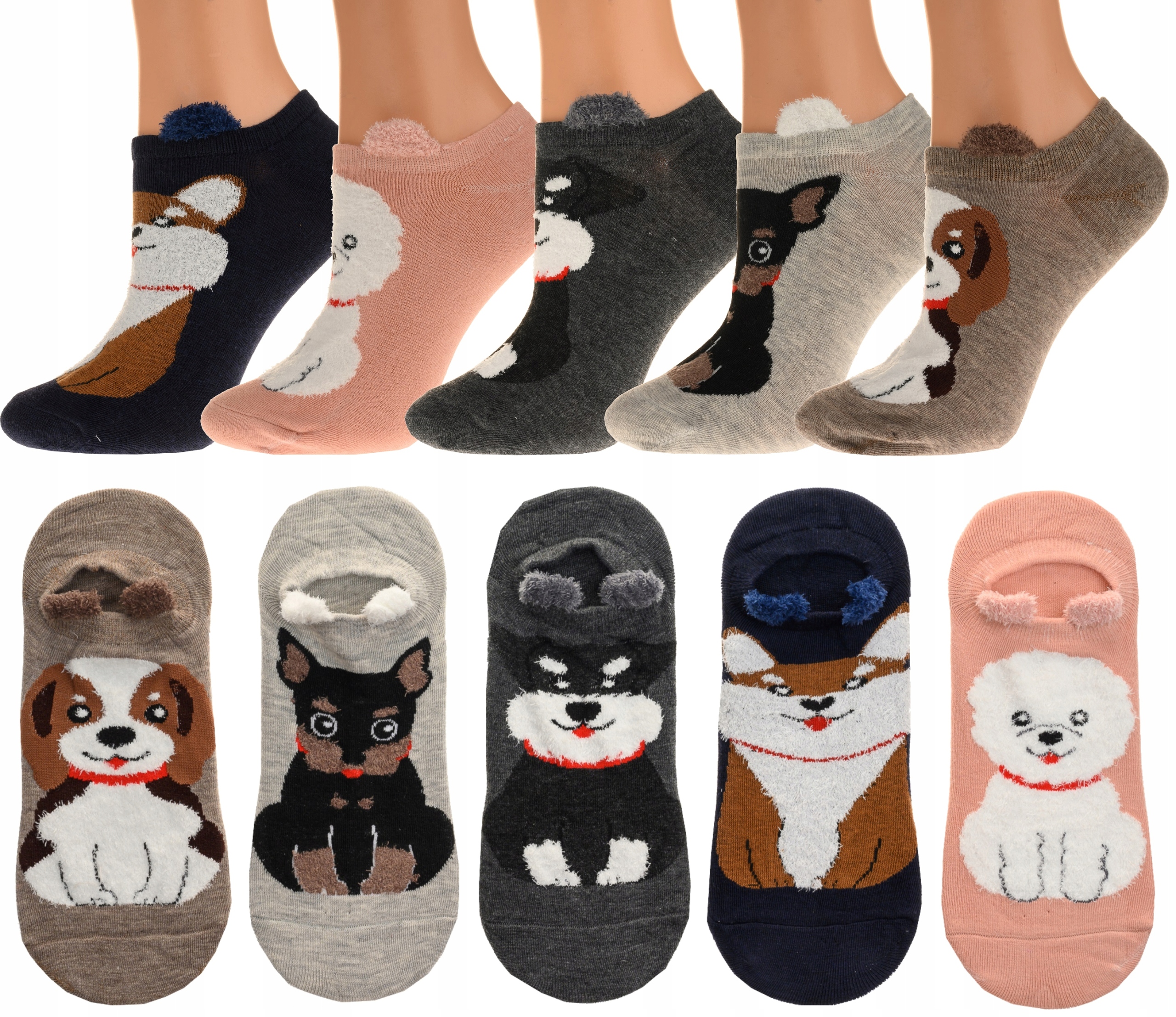 

5 x Bawełniane Skarpety damskie Kolorowe Stopki