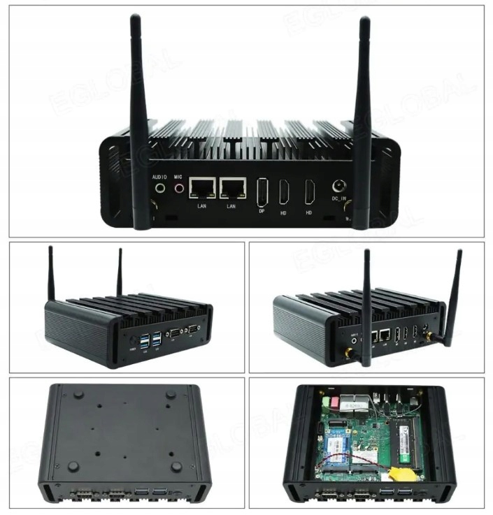 Przemysłowy Mini PC fanless M8A 2xRJ45 RS232 W10P Model M8A