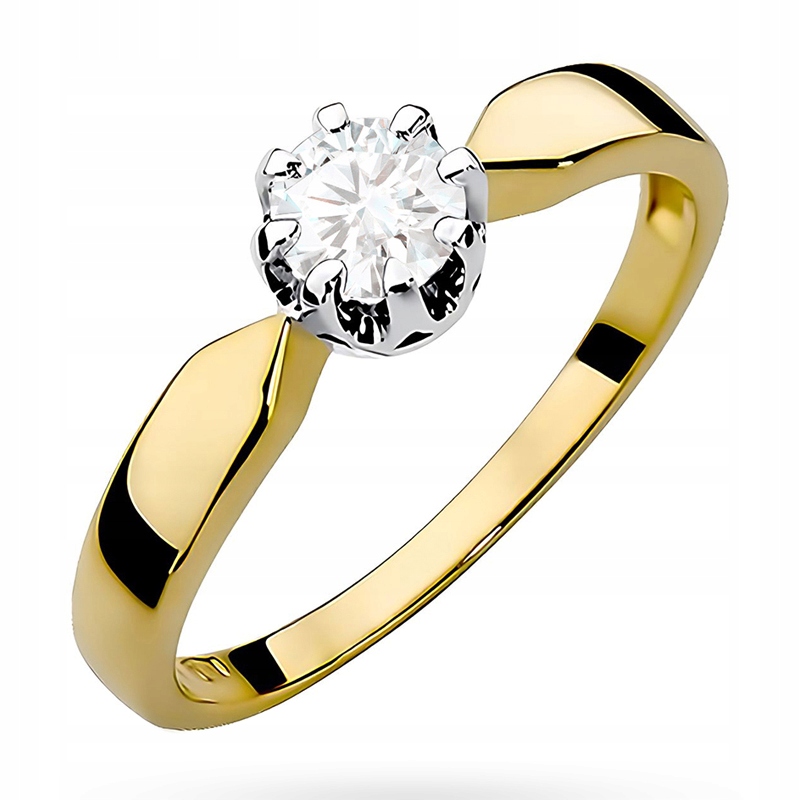Klasický Zlatý Prstýnek Zásnubní pr. 585 s briliantem 0,50ct 14k