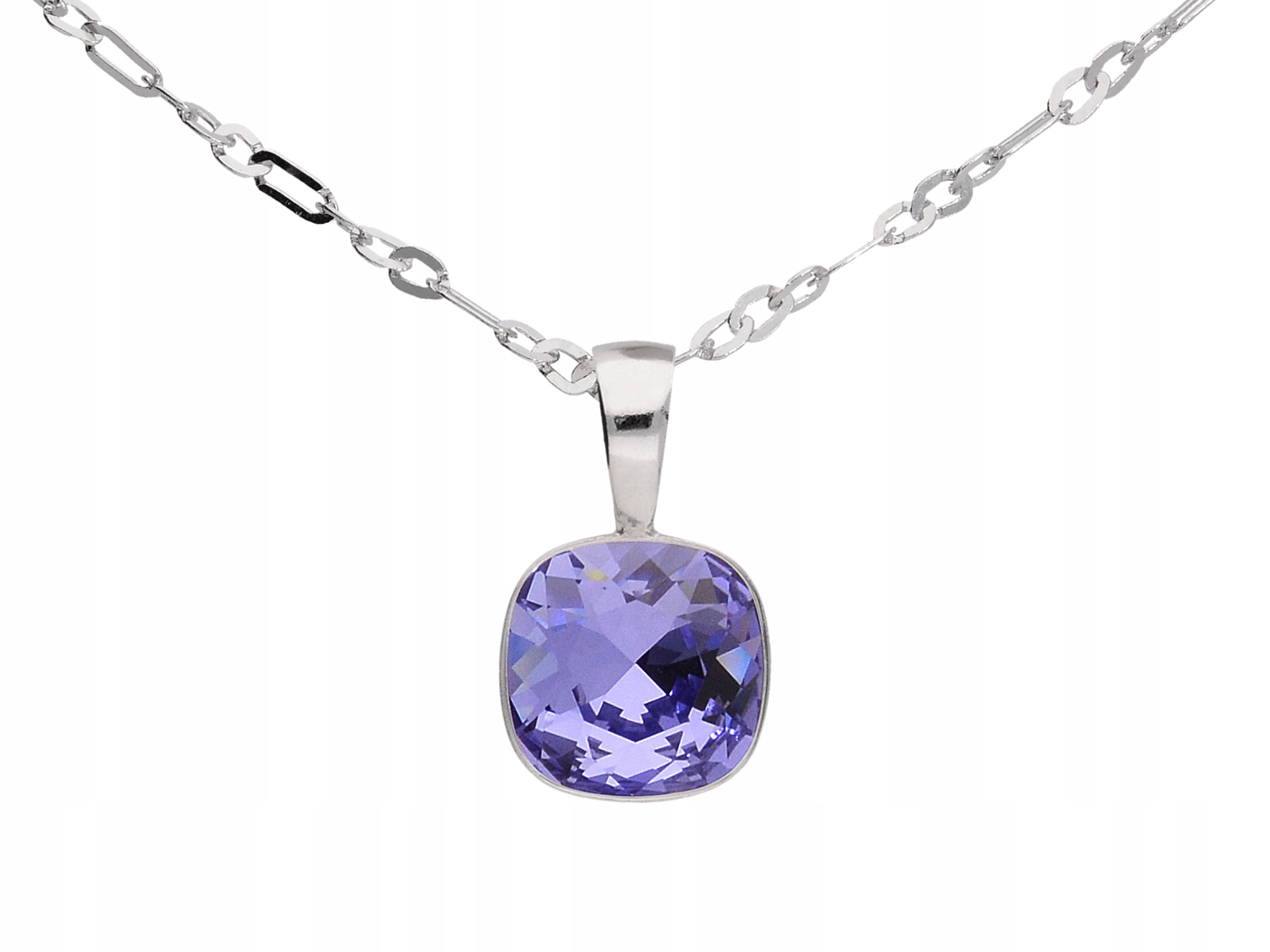 

Naszyjnik srebro 925 fioletowy kwadrat Swarovski