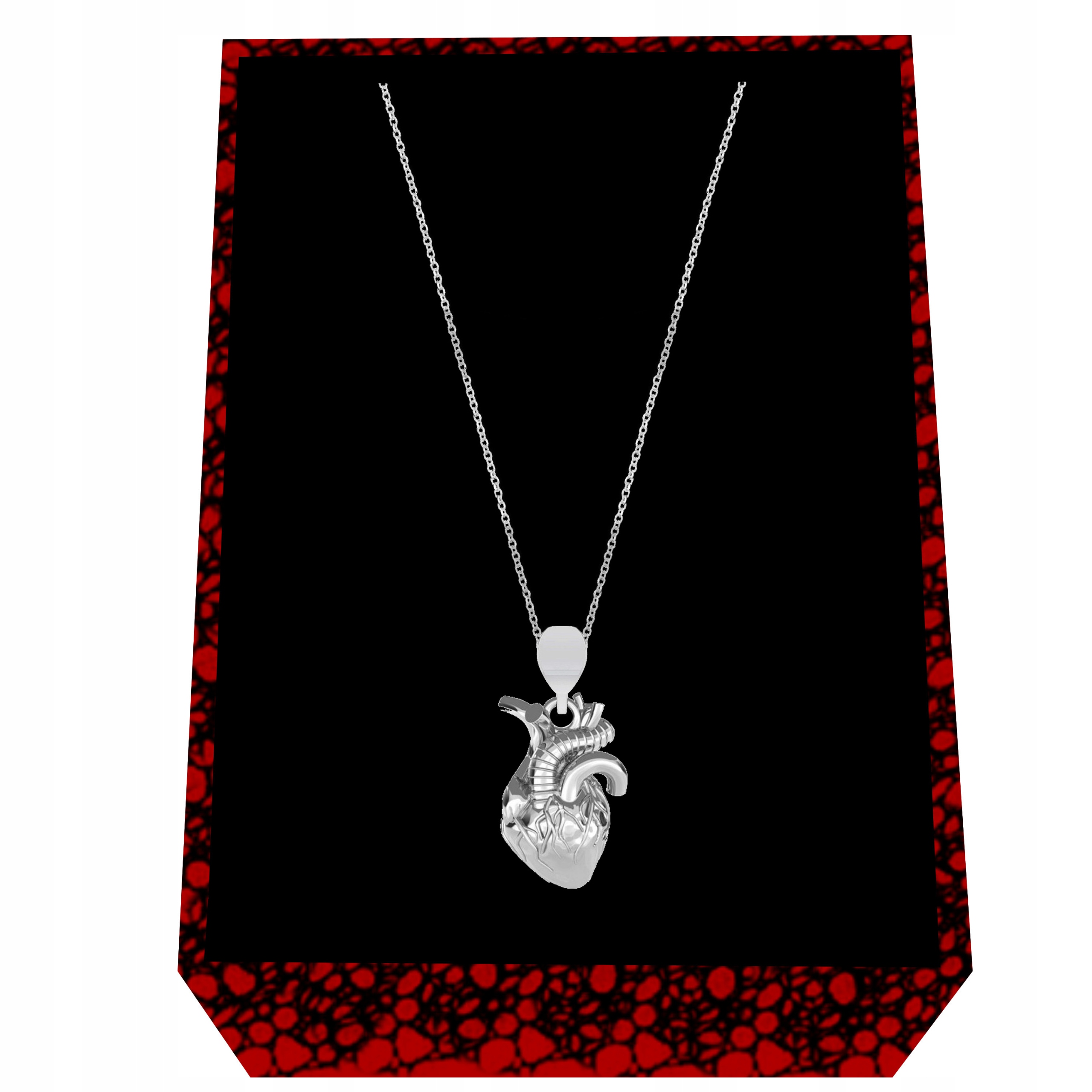 3D Anatomické Srdce Stříbrný náhrdelník s ankrovou vazbou stříbro 925