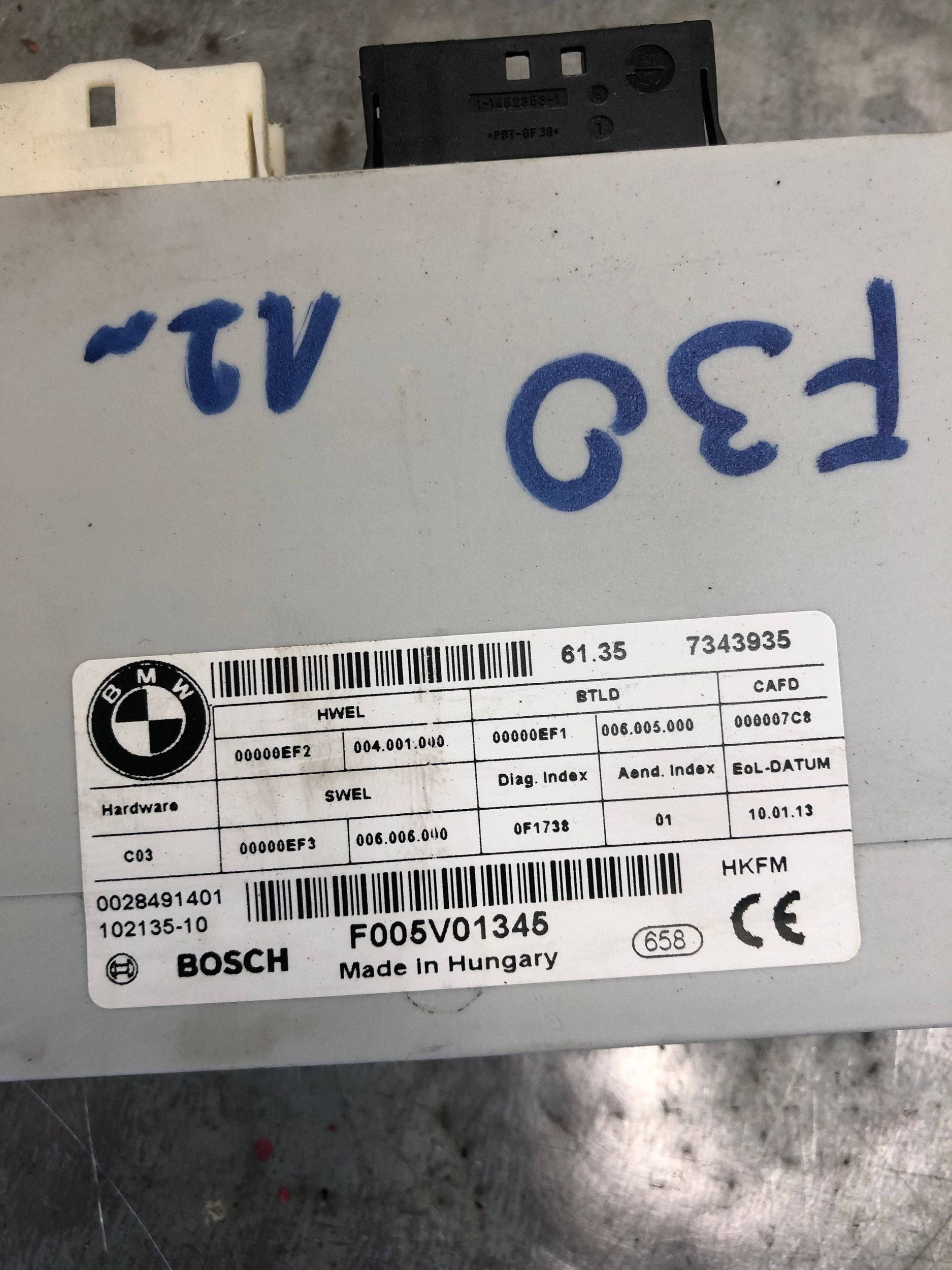 module control unit bonnet boot BMW F30 7343935