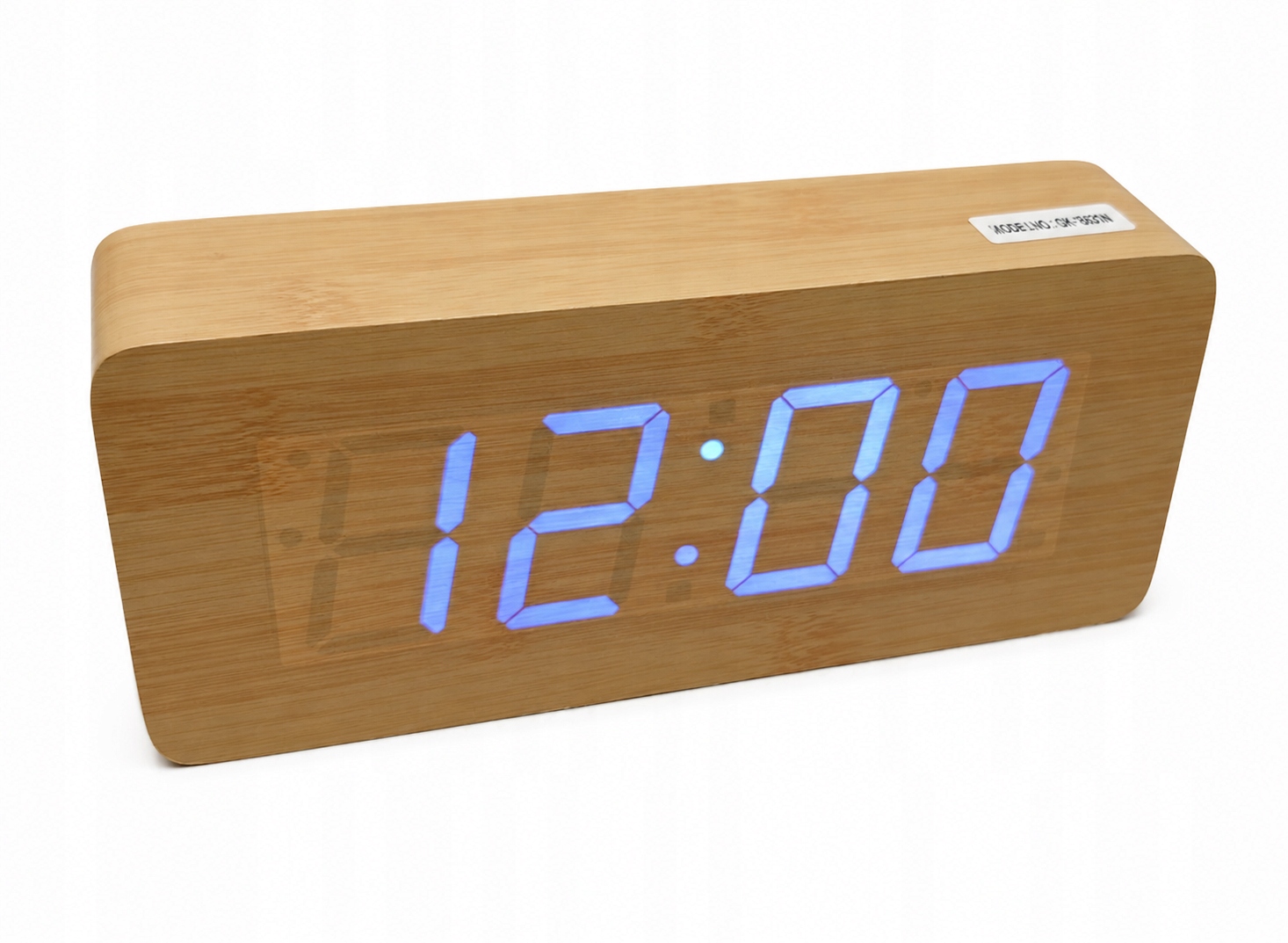 Hnědý Modrý Led Budík Xonix GHY-006 Teploměr Tři Alarmy 21x9 cm