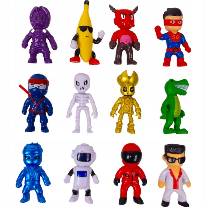 FIGURKI STUMBLE GUYS 24 SZTUKI ZESTAW FIGUREK Z GRY + GRATIS 8 KART STUMBLE Wysokość produktu 6 cm