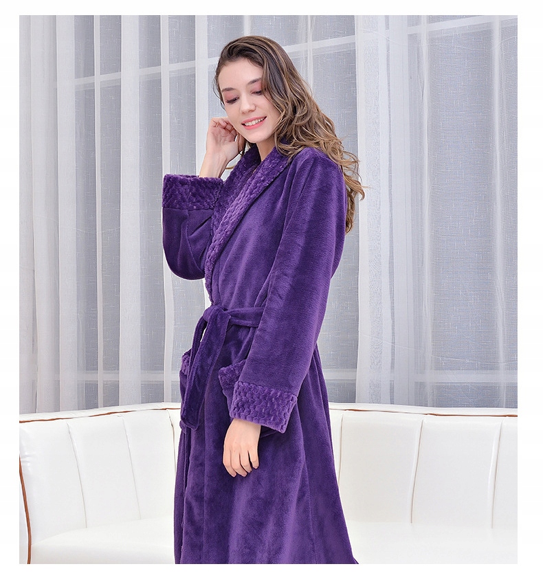 POLAROWY SZLAFROK DAMSKI DŁUGA ELEGANCKI CIEPLY MĘKKI GRUBA KIESZEŃ JAKOŚĆ Marka bez marki