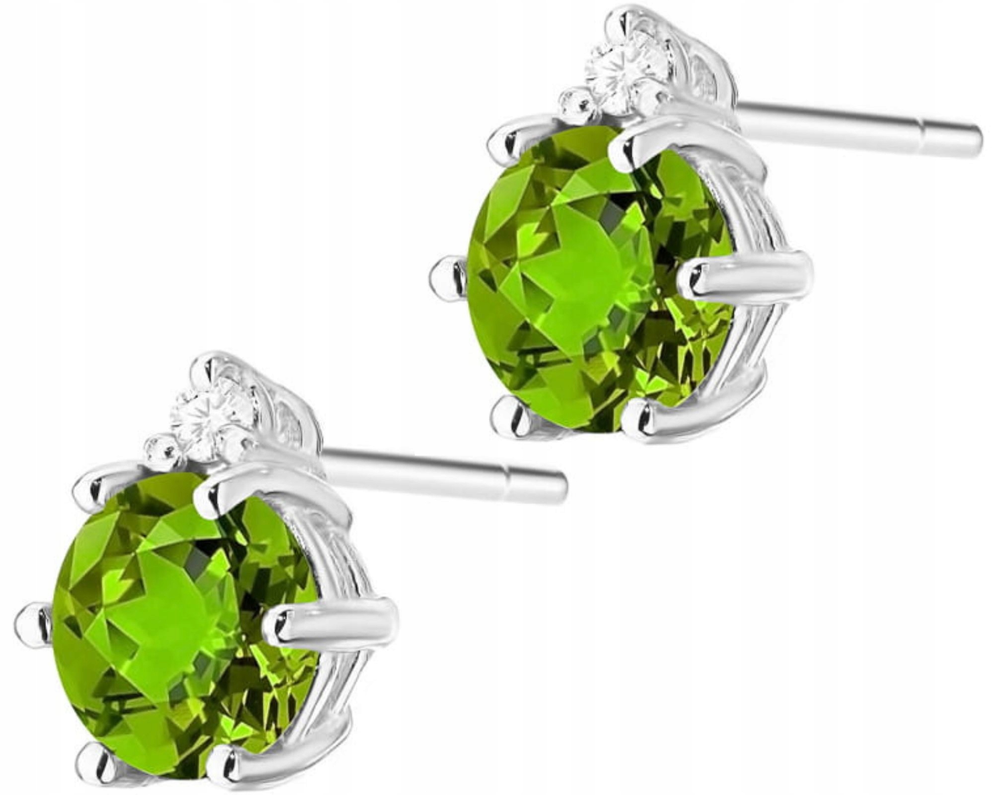 Náušnice Z Bílého Náušnice Ryzost 585 Přírodní Kámen Peridinu Brilianty Diamanty