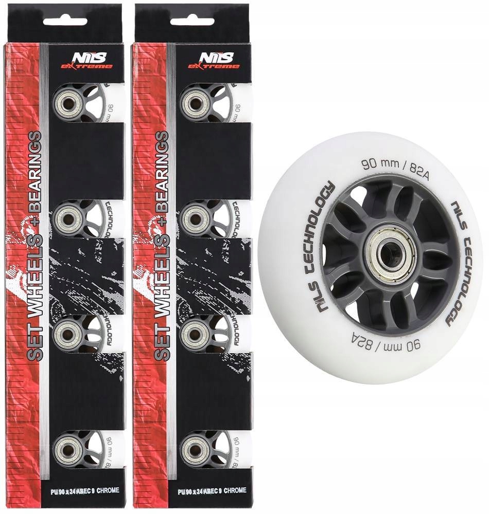 

Zestaw 8x Kółka 90 mm Łożyska Do Rolek ABEC-9