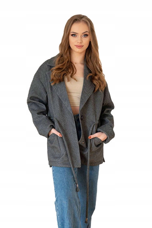 Krátký Volný Kabát 2727 Grafit XL (42)