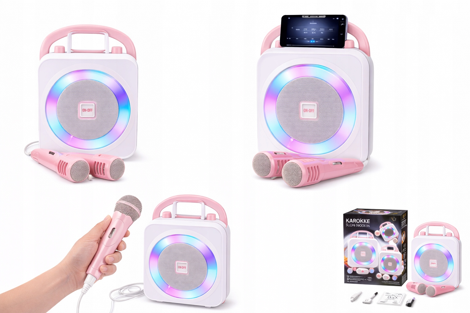 Głośnik dziecięcy do Karaoke Ring Bluetooth 2 Mikrofony bezprzewodowy