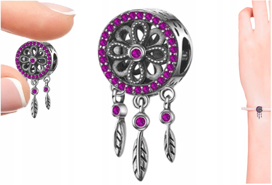 

Zawieszka Charms Łapacz Snów Różowy Srebro 925